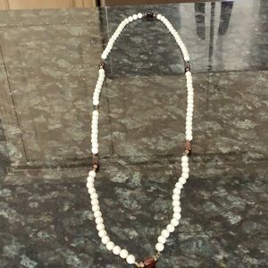 Extra Long 52” WHITE BEADED NECKLACE
